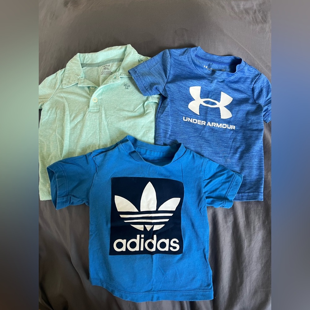 Bundle of 3 short sleeve shirts toddler boy size 18 months blue under armour